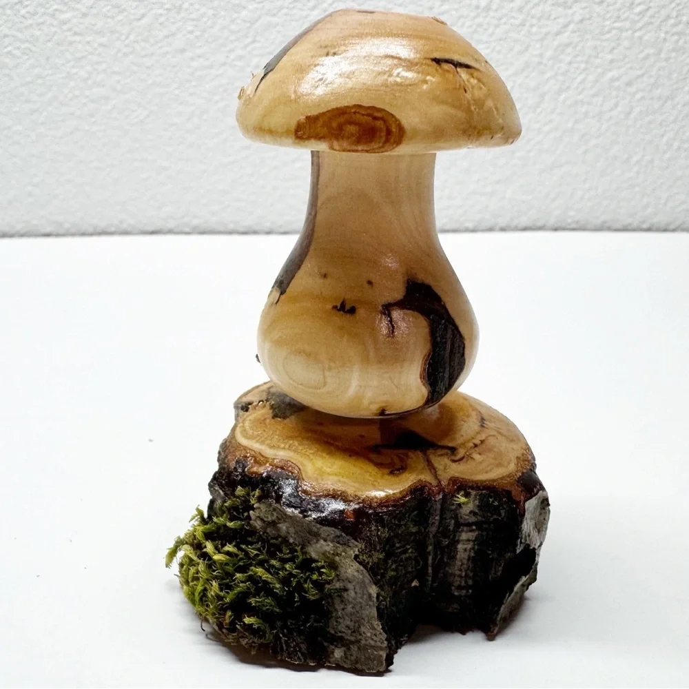 Hand Crafted Wood Mushroom Bud Vase M1